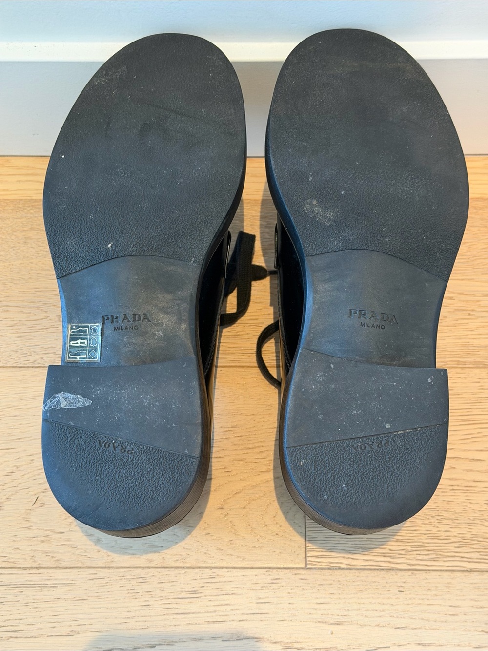 Prada Men’s Black Brushed Leather Derby Shoes - Picture 4 of 5